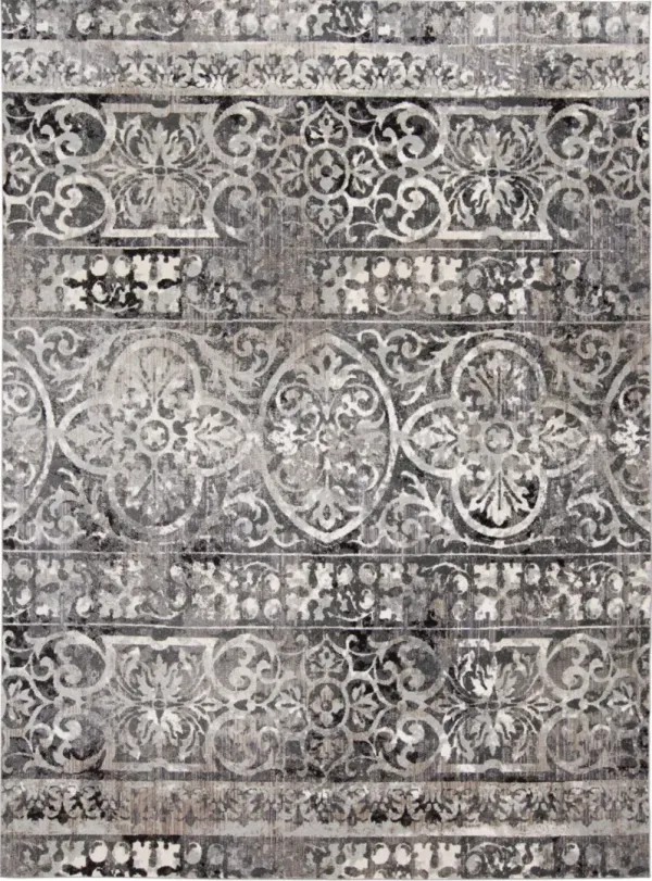 4' x 6' Abstract Stain Resistant Area Rug - Gray Ivory And Taupe