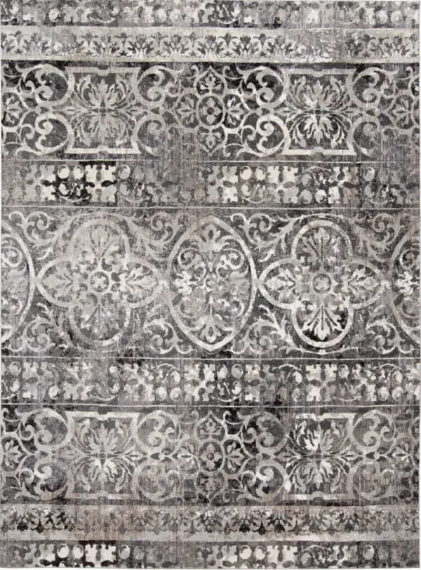 10' x 14' Abstract Stain Resistant Area Rug - Gray Ivory And Taupe