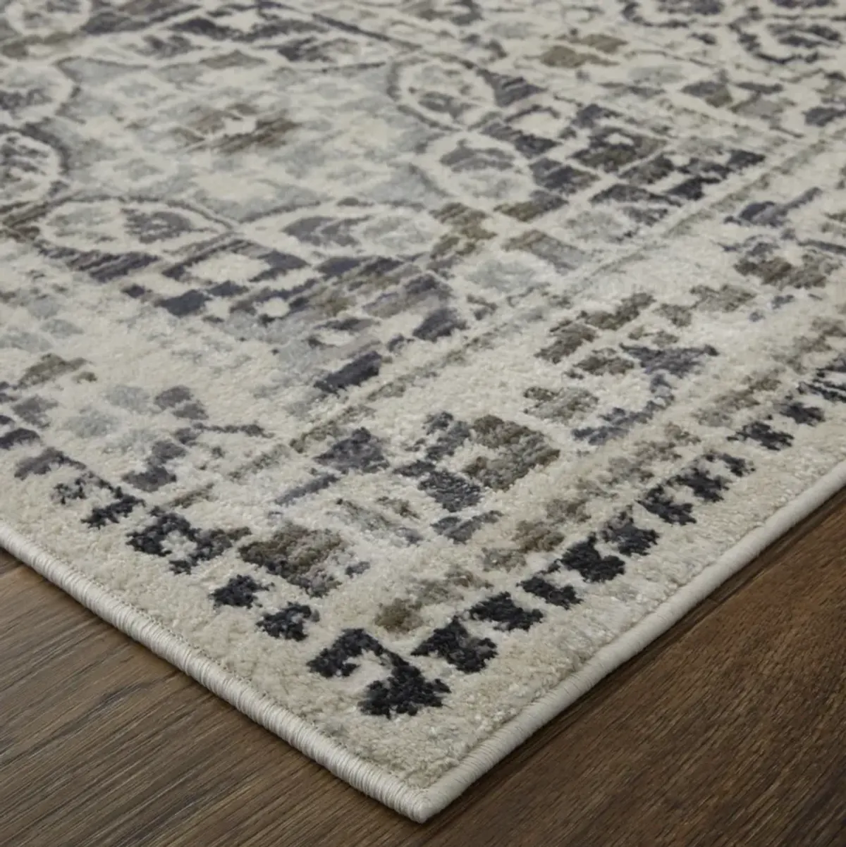 4' x 6' Abstract Stain Resistant Area Rug - Ivory Taupe And Gray