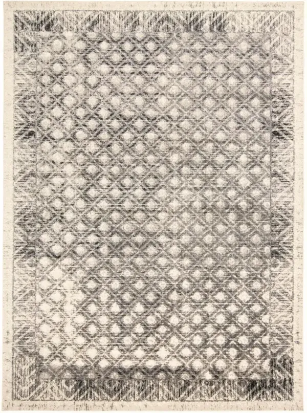 10' x 14' Abstract Stain Resistant Area Rug - Ivory Black And Taupe