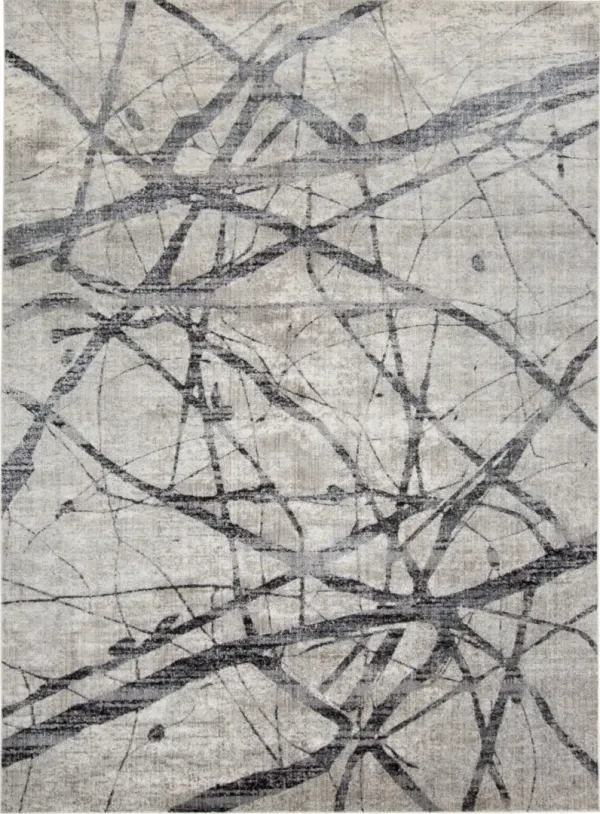 10' x 14' Abstract Stain Resistant Area Rug - Taupe Gray And Ivory