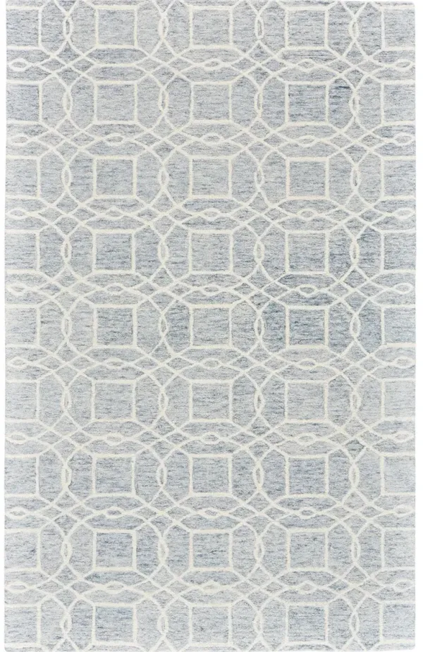 5' x 8' Geometric Tufted Handmade Stain Resistant Area Rug - Gray And Ivory