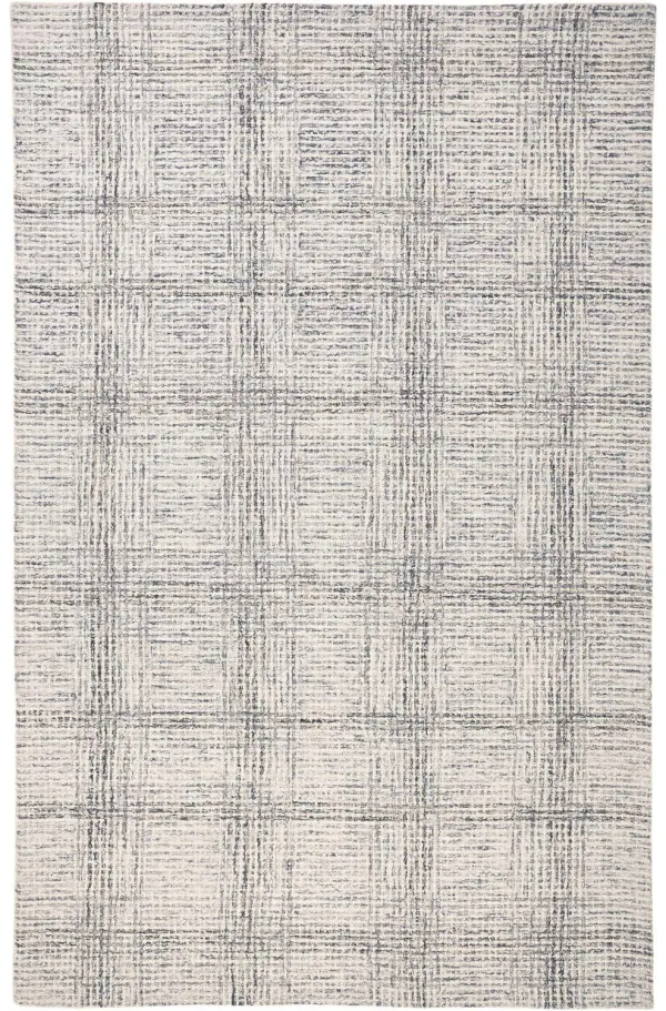 5' x 8' Wool Plaid Tufted Handmade Stain Resistant Area Rug - Ivory And Gray