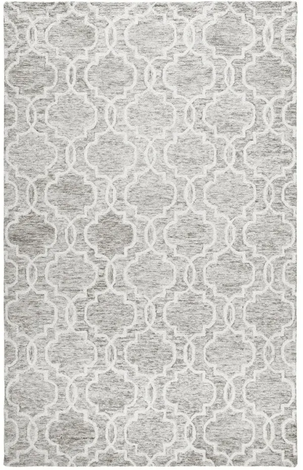 9' x 12' Wool Geometric Tufted Handmade Stain Resistant Area Rug - Gray And Ivory