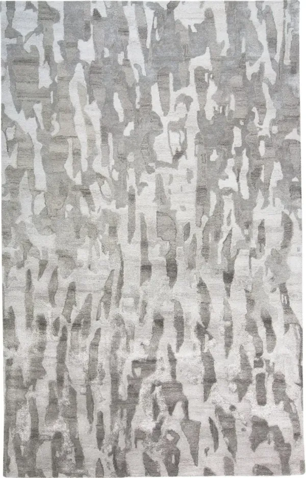 2' x 3' Abstract Tufted Handmade Area Rug - Gray Taupe And Silver