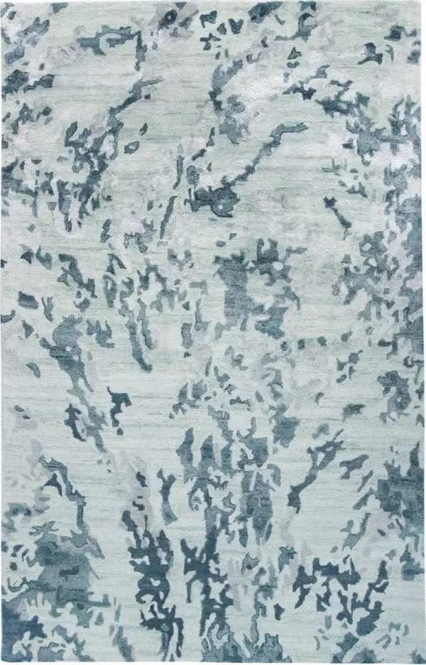 5' x 8' Abstract Tufted Handmade Area Rug - Blue Green And Silver