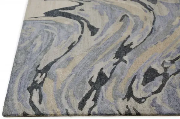 5' x 8' Abstract Tufted Handmade Area Rug - Blue Gray And Taupe
