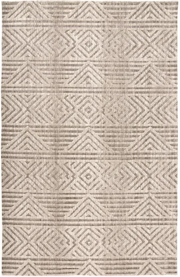 4' x 6' Geometric Stain Resistant Area Rug - Tan Ivory And Brown