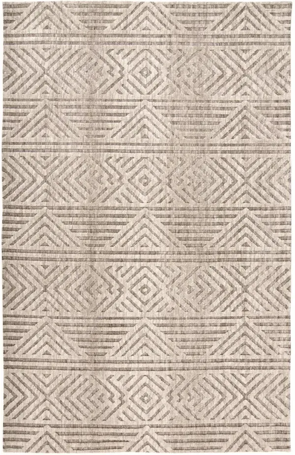 5' x 8' Geometric Stain Resistant Area Rug - Tan Ivory And Brown
