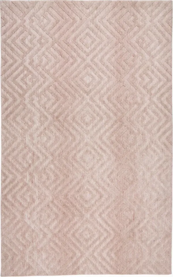 2' x 3' Geometric Stain Resistant Area Rug - Pink And Ivory