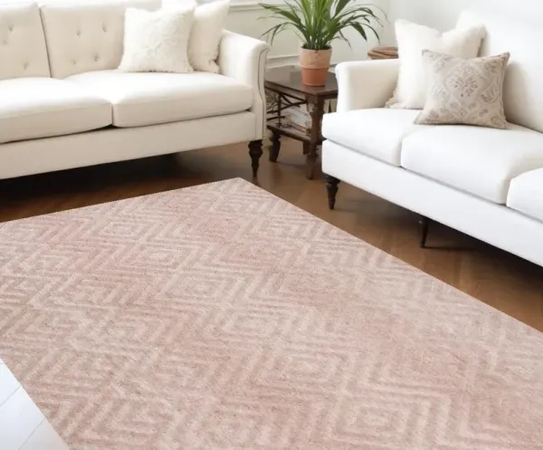 8' x 10' Geometric Stain Resistant Area Rug - Pink And Ivory
