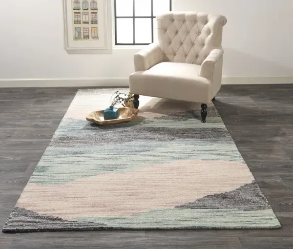 4' x 6' Wool Abstract Tufted Handmade Area Rug - Pink Green And Blue