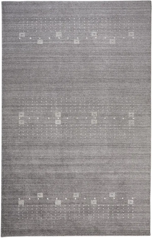 5' x 8' Wool Hand Knotted Stain Resistant Area Rug - Gray And Ivory