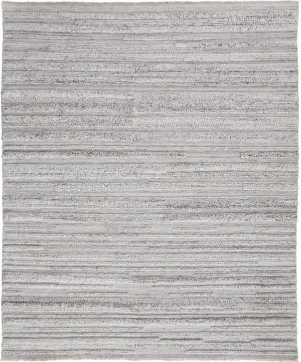 8' x 10' Striped Hand Woven Stain Resistant Area Rug - Ivory And Taupe