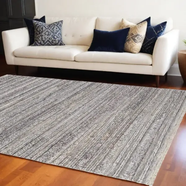 10' x 14' Striped Hand Woven Stain Resistant Area Rug - Taupe Ivory And Red