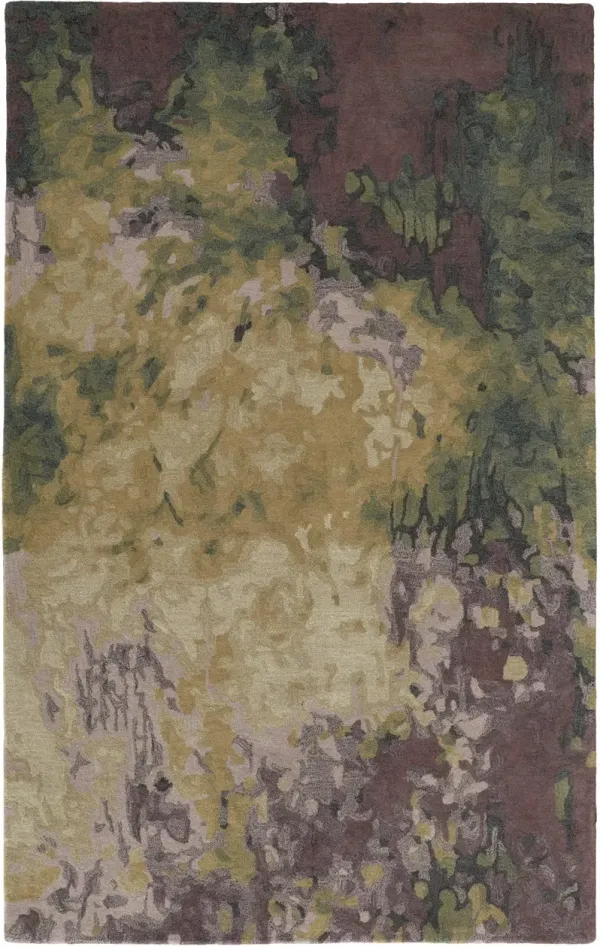 4' x 6' Wool Abstract Shag Hand Tufted Area Rug - Green And Black