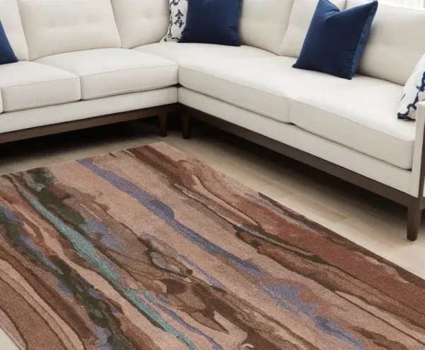 8' x 10' Wool Abstract Hand Tufted Area Rug - Blue And Red