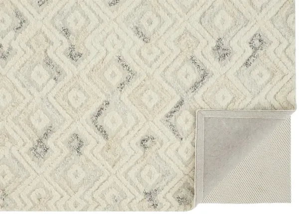 12' x 15' Wool Geometric Tufted Handmade Area Rug - Ivory Gray And Black