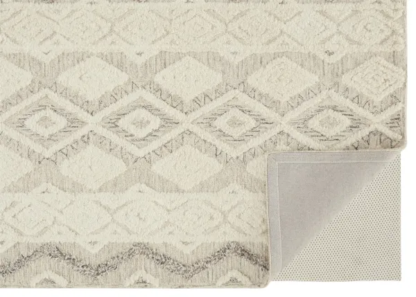 12' x 15' Wool Geometric Tufted Handmade Area Rug - Ivory Taupe And Gray