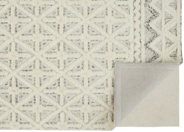10' x 14' Wool Geometric Tufted Handmade Stain Resistant Area Rug - Ivory And Black