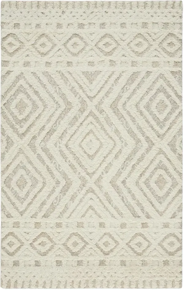 12' x 15' Wool Geometric Tufted Handmade Area Rug - Ivory And Tan