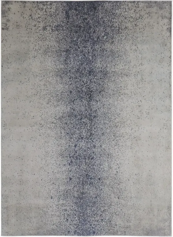 12' x 15' Abstract Power Loom Area Rug - Ivory And Blue