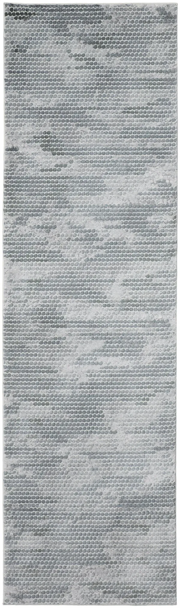 8' Polka Dots Distressed Stain Resistant Runner Rug - Blue And Gray