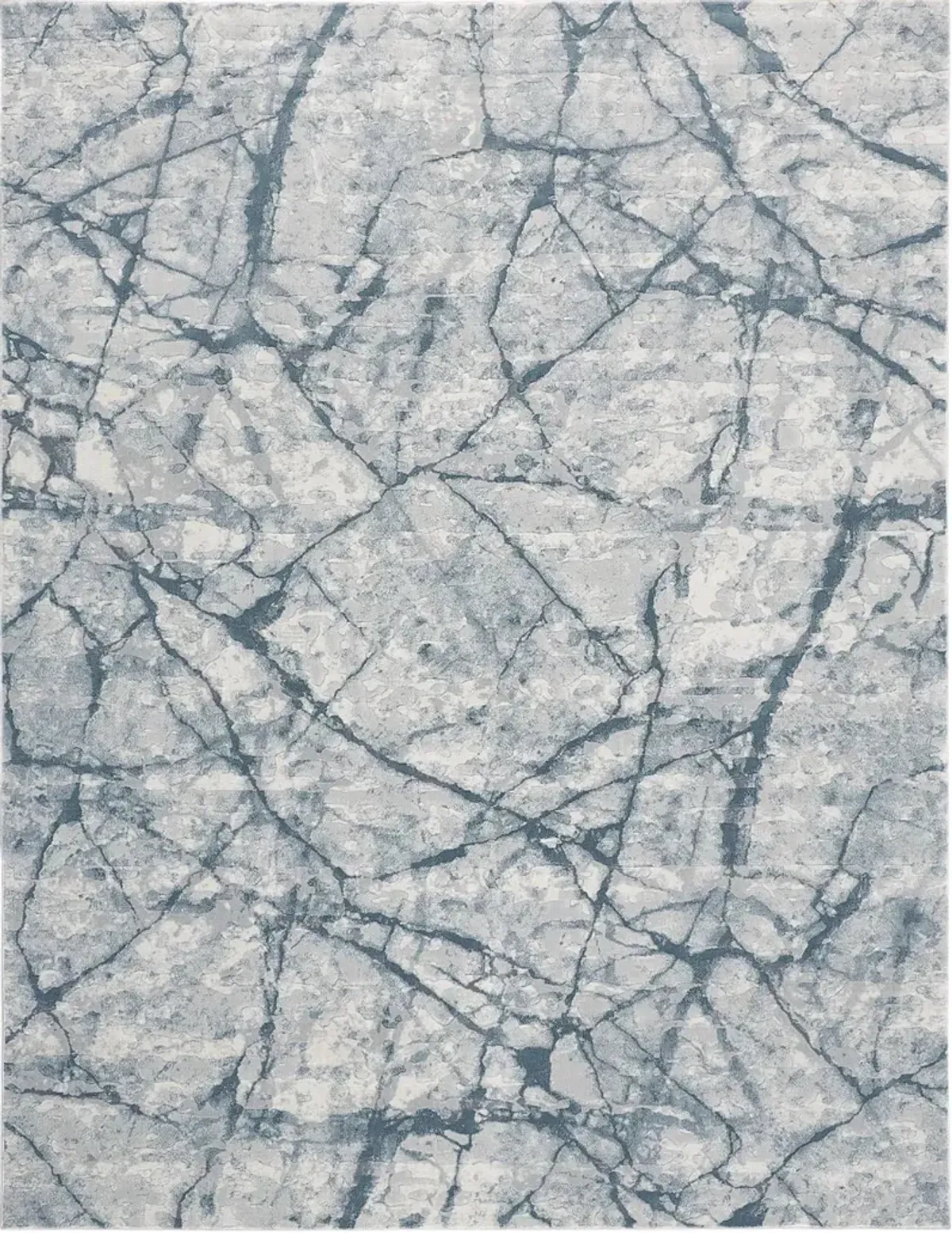 2' x 3' Abstract Distressed Stain Resistant Area Rug - Blue Gray And Ivory