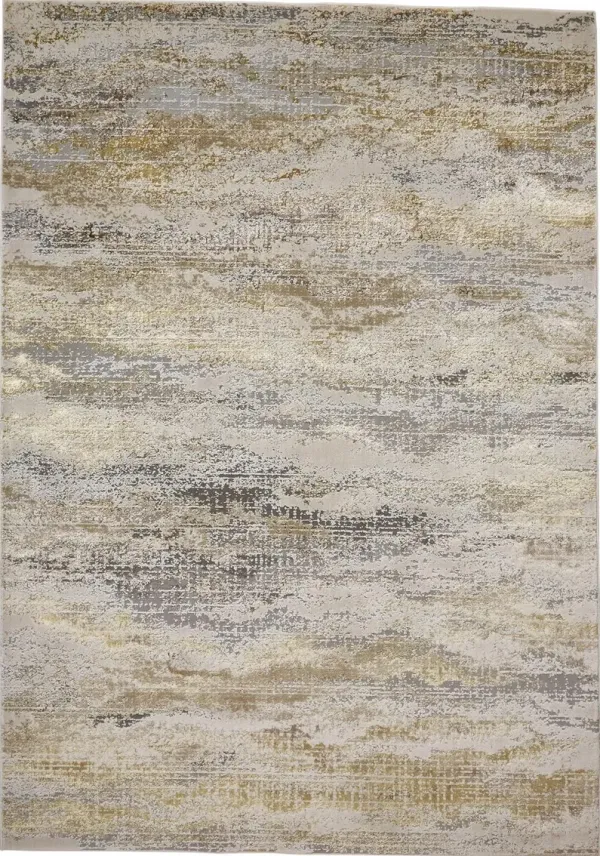 Abstract Area Rug - Gold Gray And Ivory