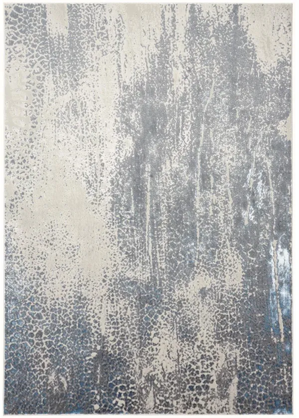 12' x 18' Abstract Area Rug - Gray Blue And Ivory