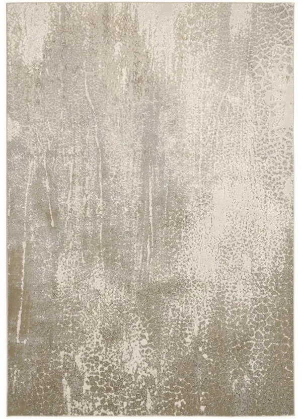 Abstract Area Rug - Ivory Gray And Gold