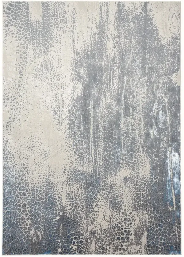 Abstract Area Rug - Gray Blue And Ivory