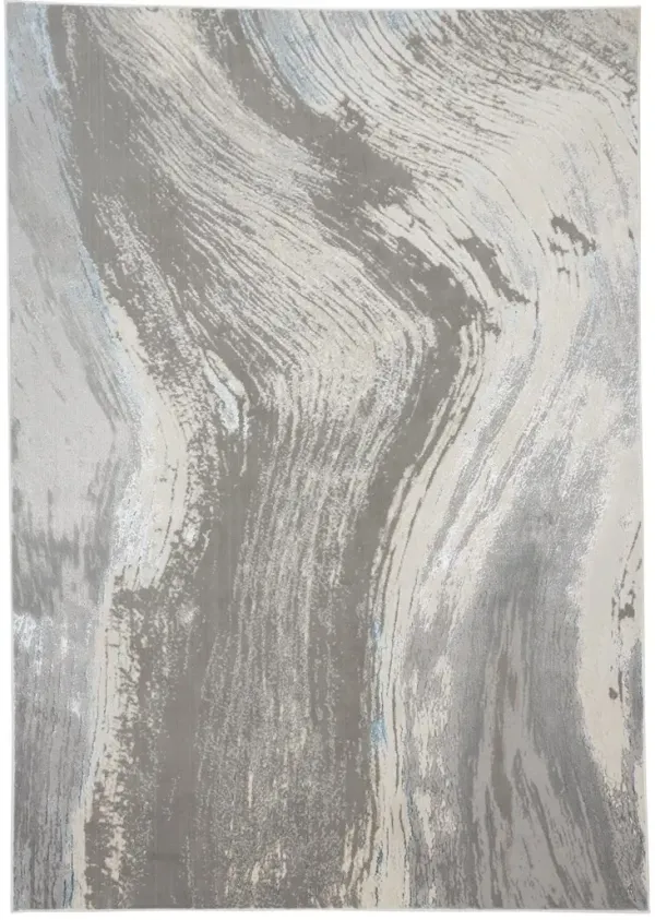 8' x 10' Abstract Area Rug - Gray Ivory And Blue