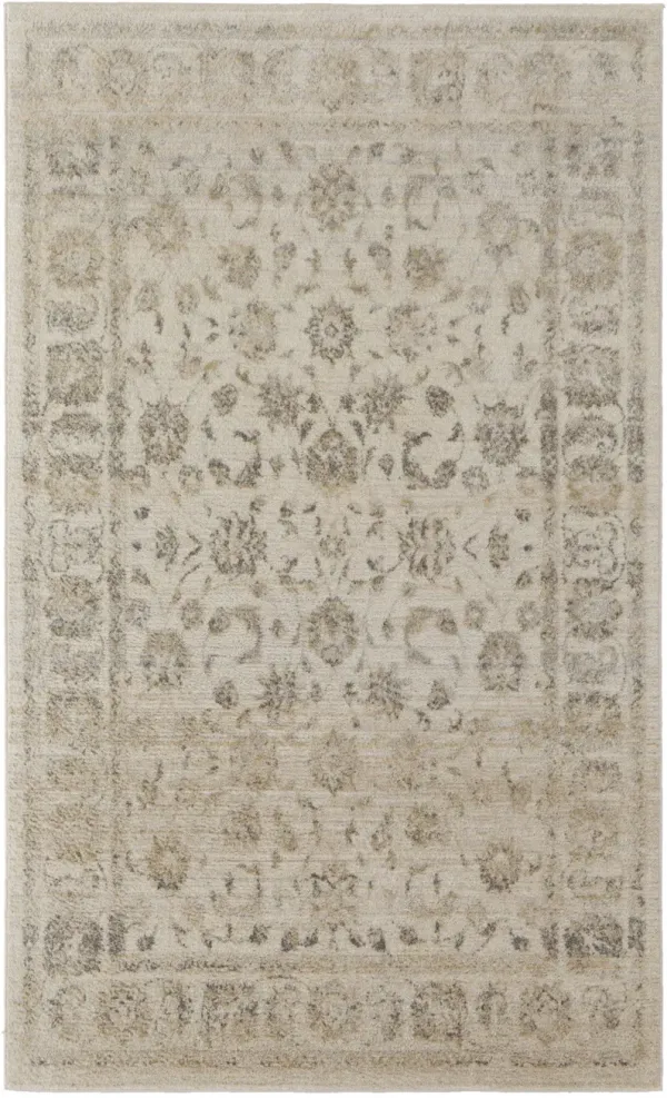 8' x 10' Abstract Power Loom Distressed Area Rug - Ivory
