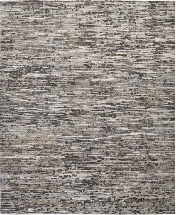 4' x 6' Wool Abstract Hand Knotted Area Rug - Gray Blue And Silver