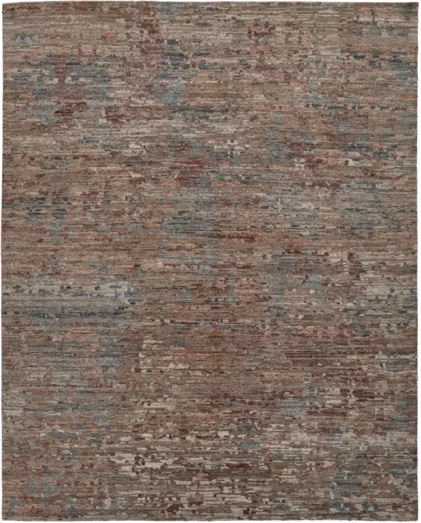8' x 10' Wool Abstract Hand Knotted Area Rug - Red And Blue