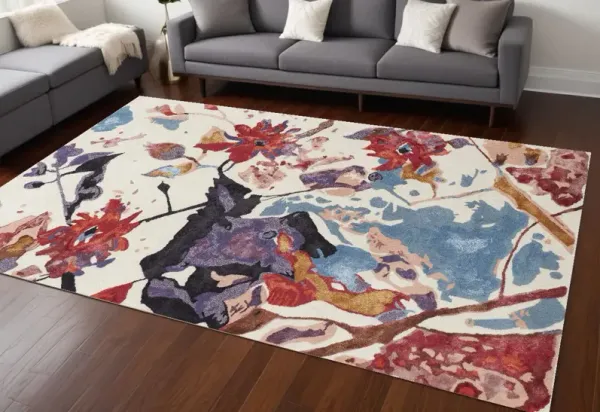 8' x 10' Floral Hand Tufted Area Rug - Blue And Red