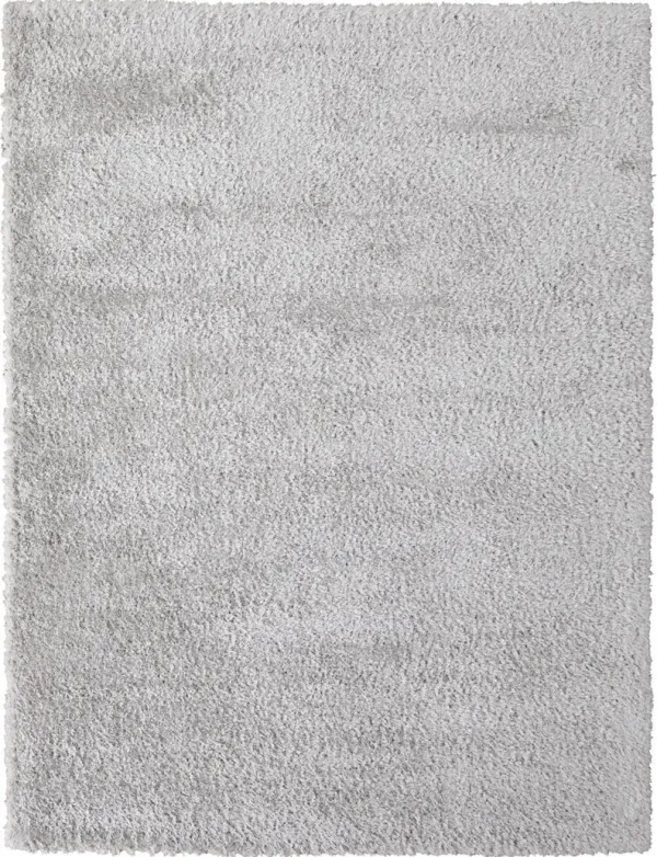 5' x 8' Shag Power Loom Stain Resistant Area Rug - Silver And Gray