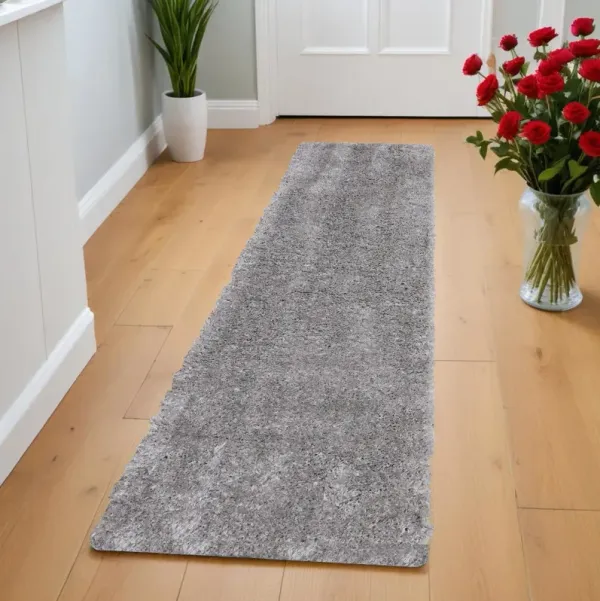 8' Shag Power Loom Runner Rug - Gray