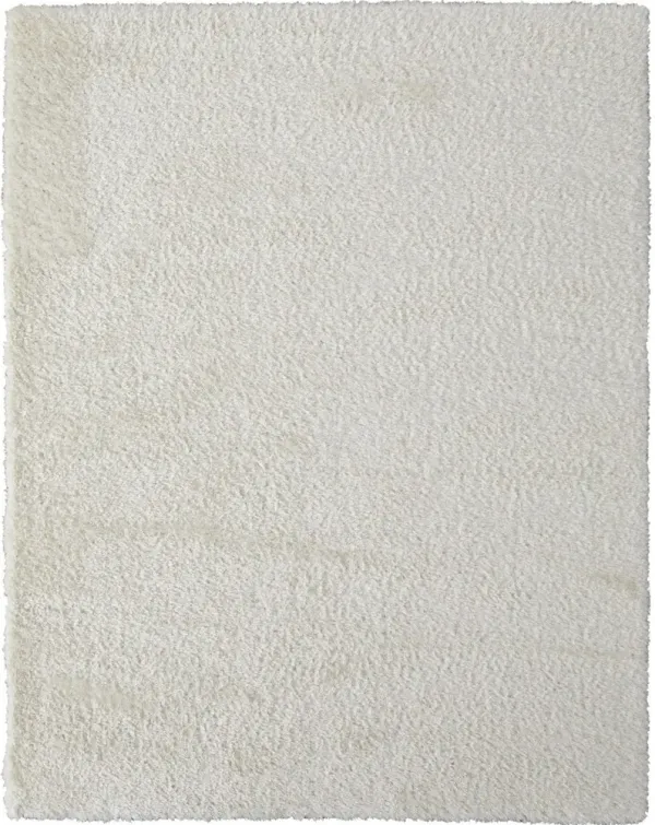 8' x 10' Shag Power Loom Stain Resistant Area Rug - White