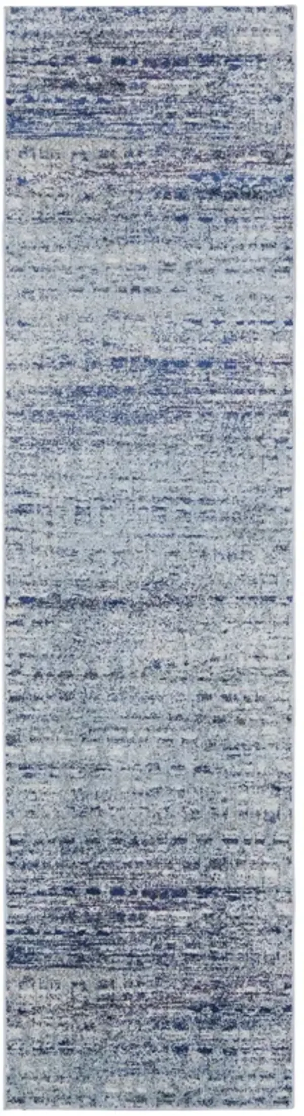 10' x 2.7' Abstract Power Loom Runner Rug - Blue And Ivory