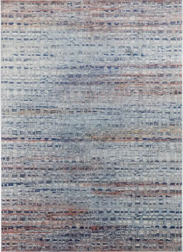3' x 5' Abstract Power Loom Stain Resistant Area Rug - Blue Ivory And Orange