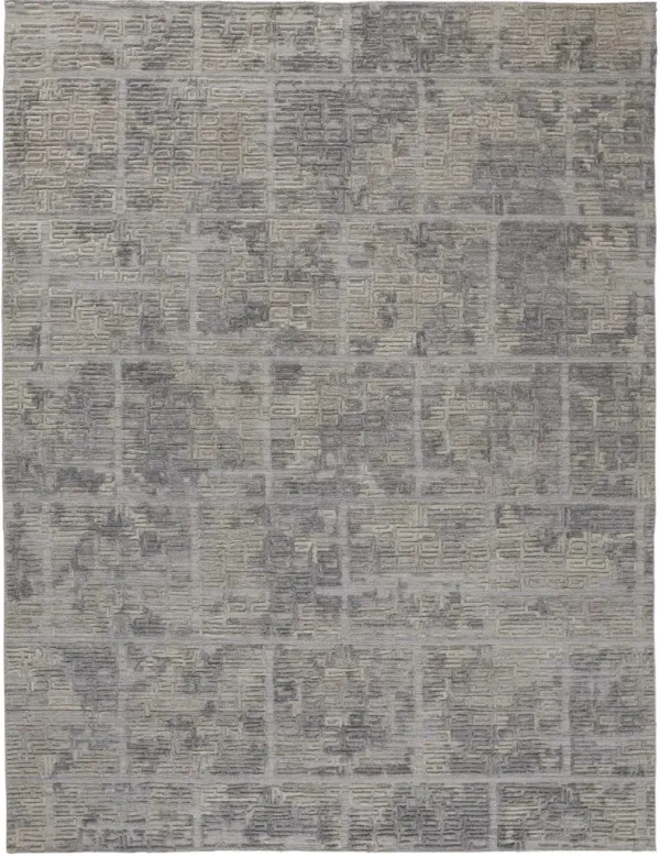 8' x 10' Abstract Hand Woven Area Rug - Gray And Ivory