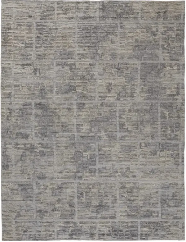 9' x 12' Abstract Hand Woven Area Rug - Ivory And Gray