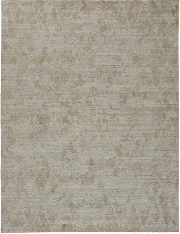 5' x 8' Abstract Hand Woven Area Rug - Gray And Taupe