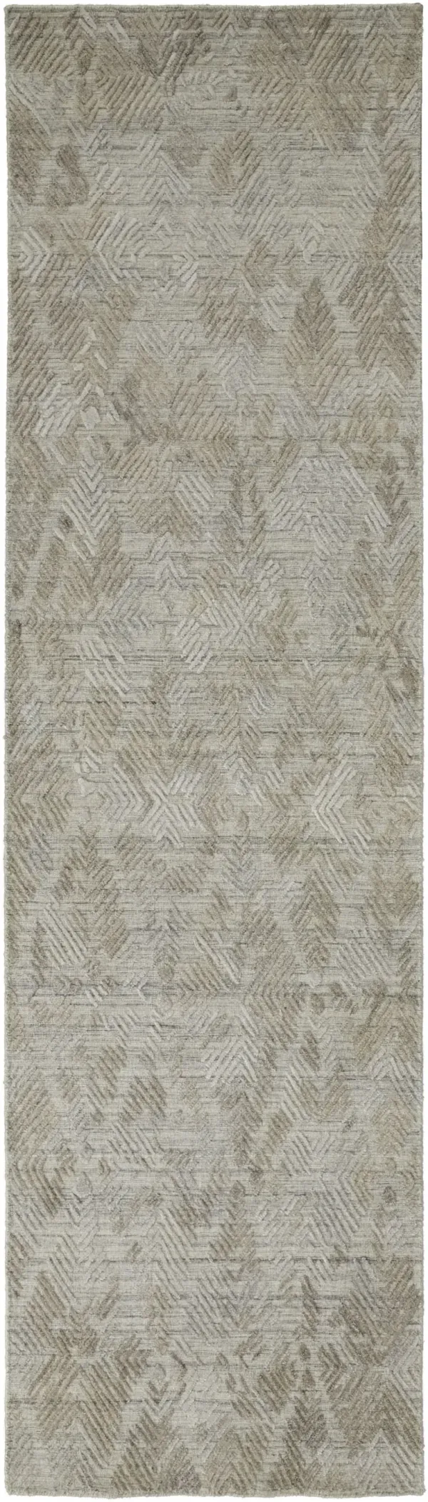 10' Abstract Hand Woven Runner Rug - Gray And Taupe