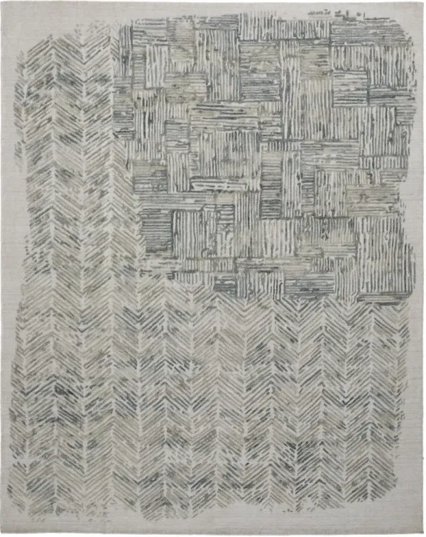 2' x 3' Abstract Hand Woven Area Rug - Green Blue And Ivory