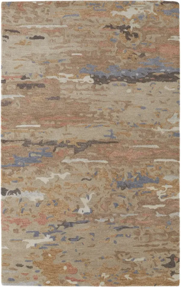 10' x 14' Wool Abstract Tufted Handmade Stain Resistant Area Rug - Tan And Blue