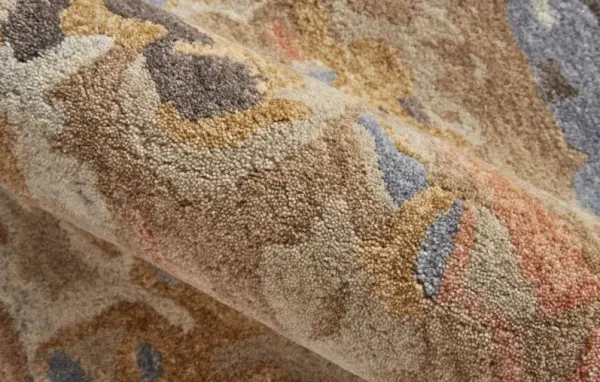 12' x 15' Wool Abstract Tufted Handmade Area Rug - Tan And Blue