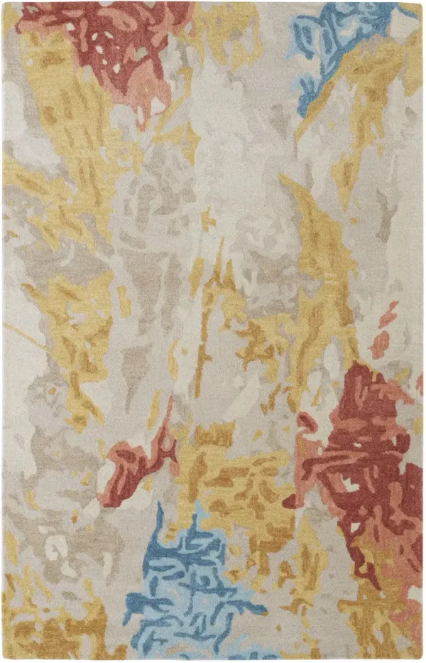 12' x 15' Wool Abstract Tufted Handmade Area Rug - Ivory Yellow And Blue